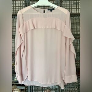 Banana Republic Pink ruffle blouse with rose gold stud buttons